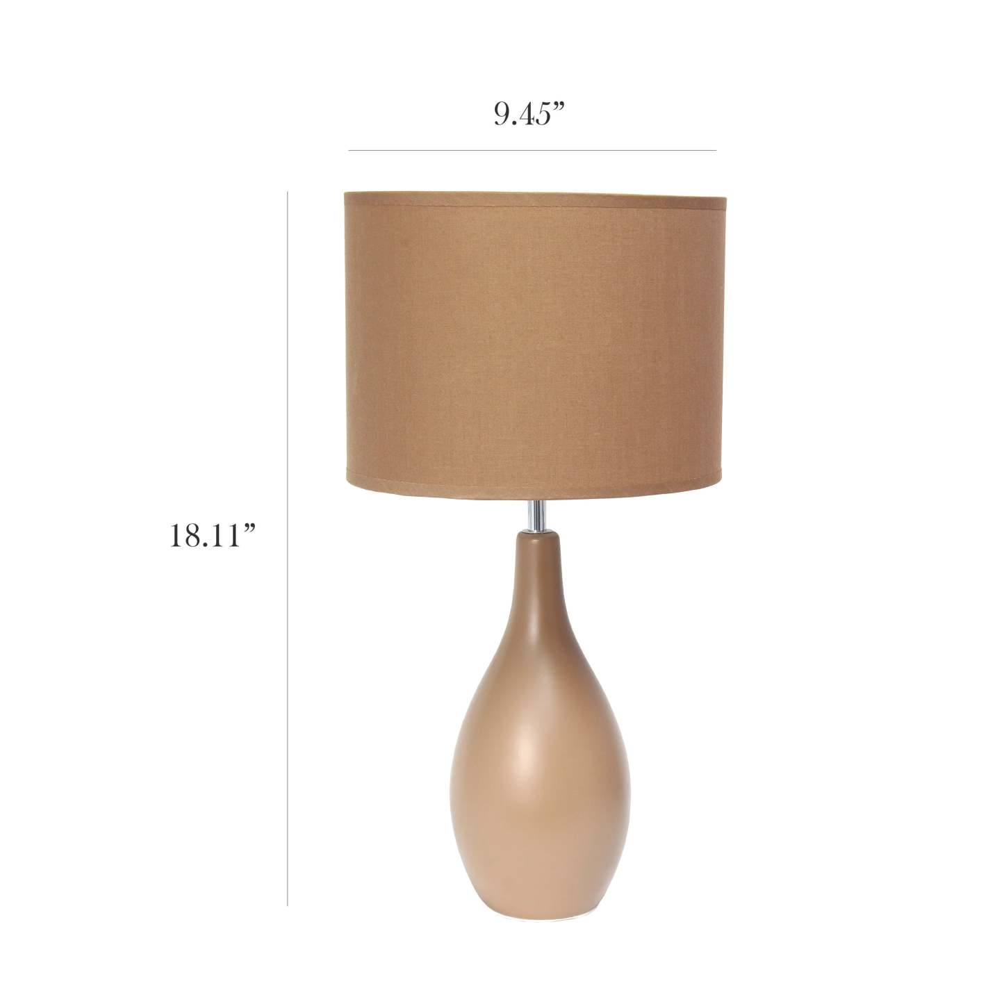 Simple Designs Oval Bowling Pin Base Ceramic Table Lamp - Brown|Lampe de table de Simple Designs à base en céramique en forme de quille ovale - brune