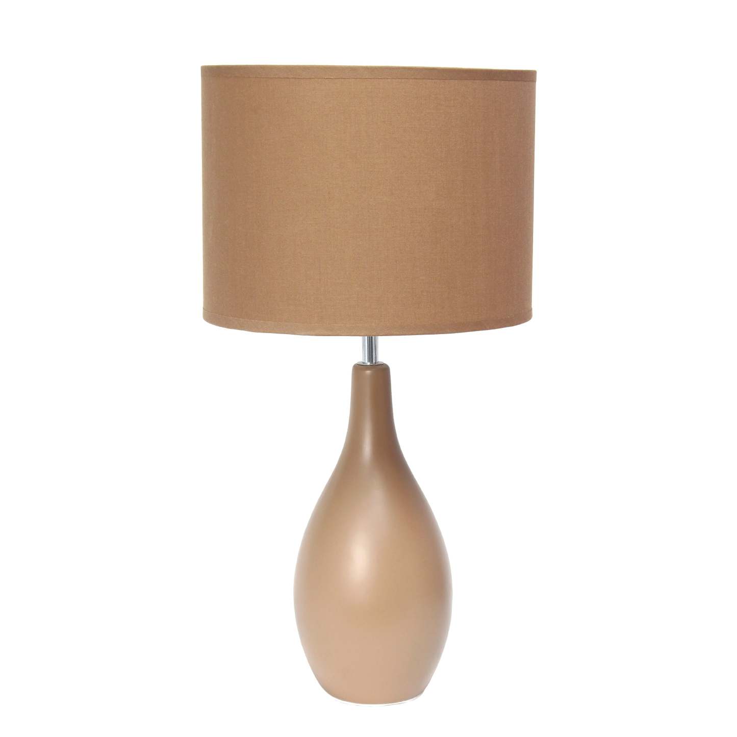 Simple Designs Oval Bowling Pin Base Ceramic Table Lamp - Brown|Lampe de table de Simple Designs à base en céramique en forme de quille ovale - brune