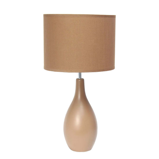 Simple Designs Oval Bowling Pin Base Ceramic Table Lamp - Brown|Lampe de table de Simple Designs à base en céramique en forme de quille ovale - brune