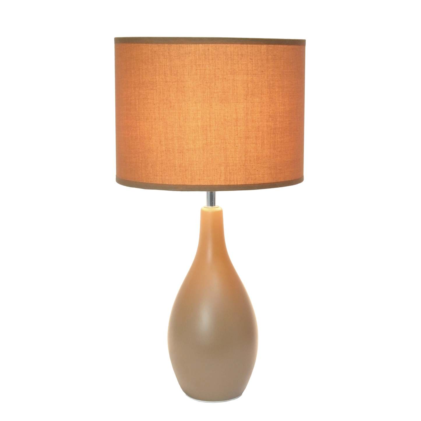 Simple Designs Oval Bowling Pin Base Ceramic Table Lamp - Brown|Lampe de table de Simple Designs à base en céramique en forme de quille ovale - brune