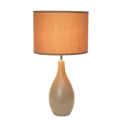 Simple Designs Oval Bowling Pin Base Ceramic Table Lamp - Brown|Lampe de table de Simple Designs à base en céramique en forme de quille ovale - brune