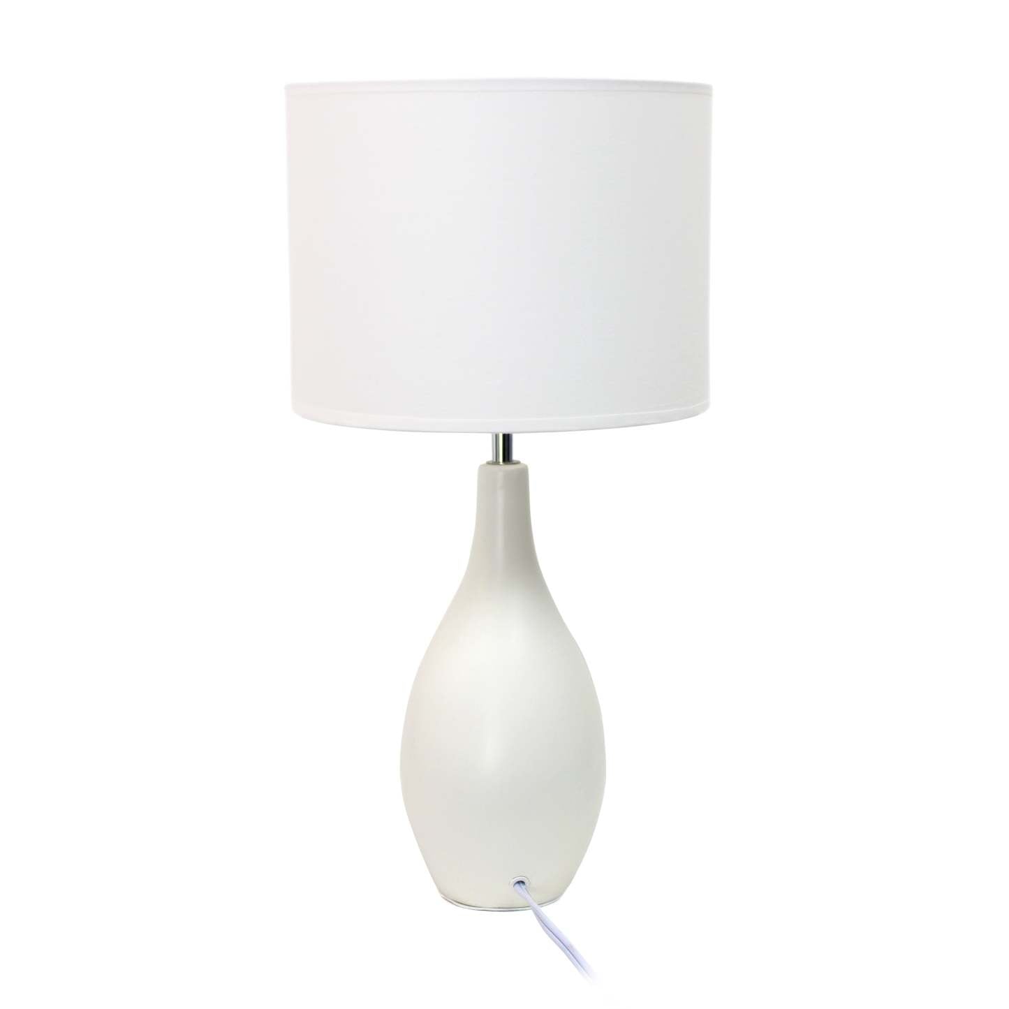 Simple Designs Oval Bowling Pin Base Ceramic Table Lamp - White|Lampe de table de Simple Designs à base en céramique en forme de quille ovale - blanche