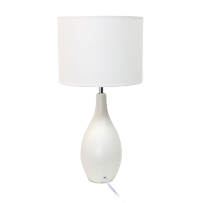 Simple Designs Oval Bowling Pin Base Ceramic Table Lamp - White|Lampe de table de Simple Designs à base en céramique en forme de quille ovale - blanche