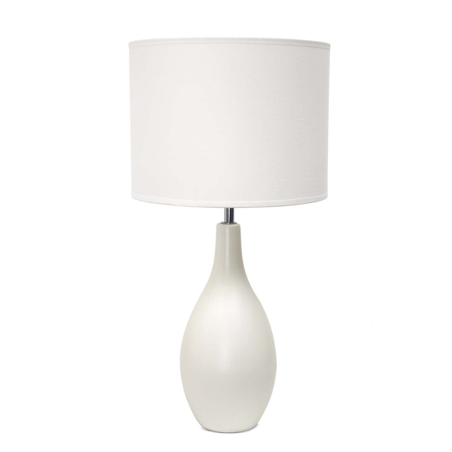Simple Designs Oval Bowling Pin Base Ceramic Table Lamp - White|Lampe de table de Simple Designs à base en céramique en forme de quille ovale - blanche