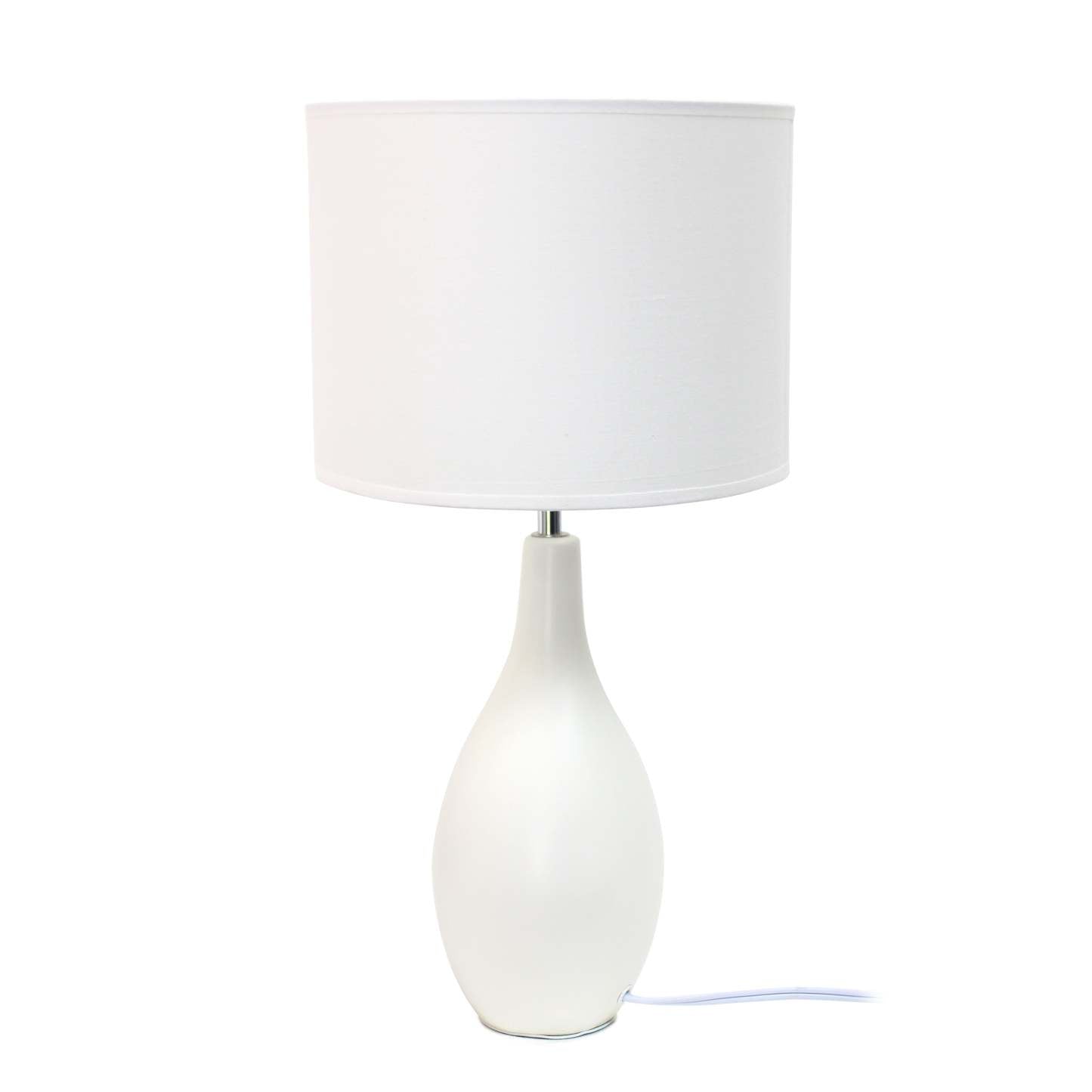 Simple Designs Oval Bowling Pin Base Ceramic Table Lamp - White|Lampe de table de Simple Designs à base en céramique en forme de quille ovale - blanche