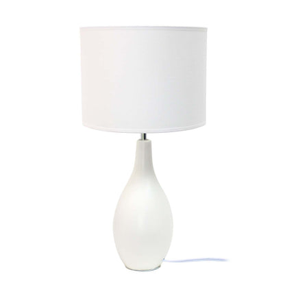 Simple Designs Oval Bowling Pin Base Ceramic Table Lamp - White|Lampe de table de Simple Designs à base en céramique en forme de quille ovale - blanche