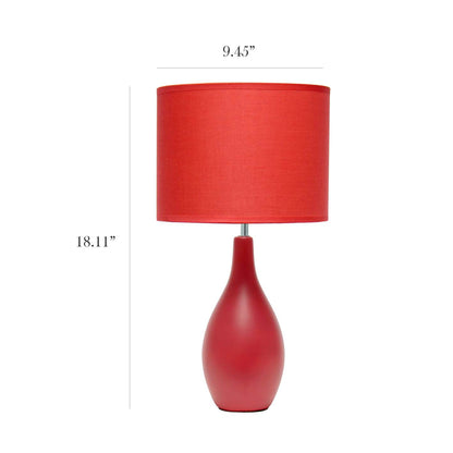 Simple Designs Oval Bowling Pin Base Ceramic Table Lamp - Rouge|Lampe de table de Simple Designs à base en céramique en forme de quille ovale - rouge