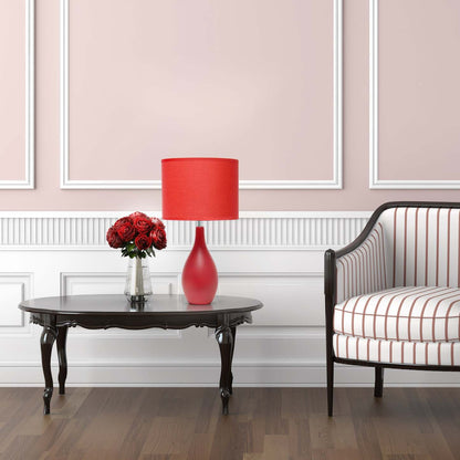 Simple Designs Oval Bowling Pin Base Ceramic Table Lamp - Rouge|Lampe de table de Simple Designs à base en céramique en forme de quille ovale - rouge