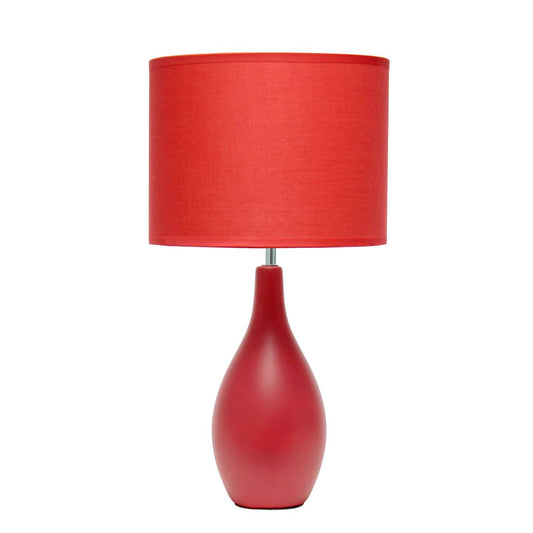Simple Designs Oval Bowling Pin Base Ceramic Table Lamp - Rouge|Lampe de table de Simple Designs à base en céramique en forme de quille ovale - rouge