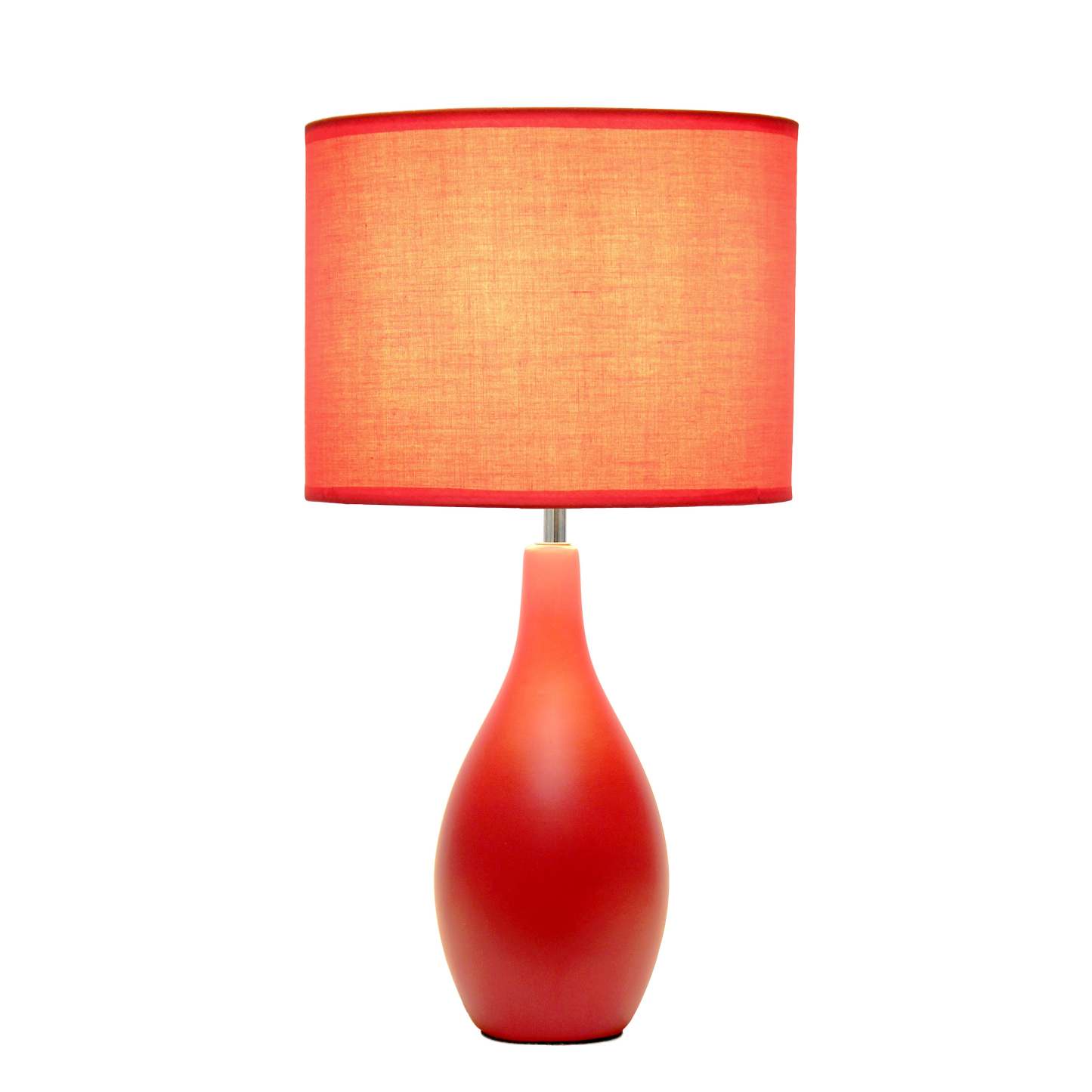 Simple Designs Oval Bowling Pin Base Ceramic Table Lamp - Rouge|Lampe de table de Simple Designs à base en céramique en forme de quille ovale - rouge