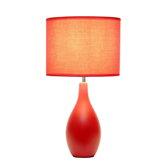Simple Designs Oval Bowling Pin Base Ceramic Table Lamp - Rouge|Lampe de table de Simple Designs à base en céramique en forme de quille ovale - rouge