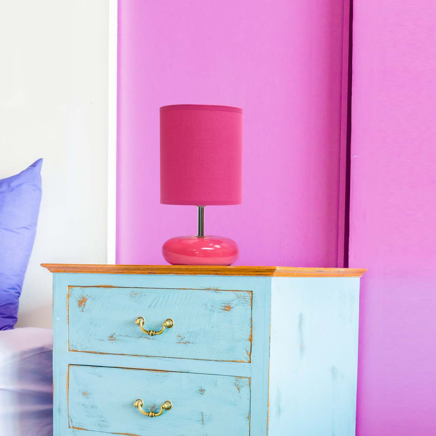 Lampe de table de Simple Designs d'apparence pierre - rose