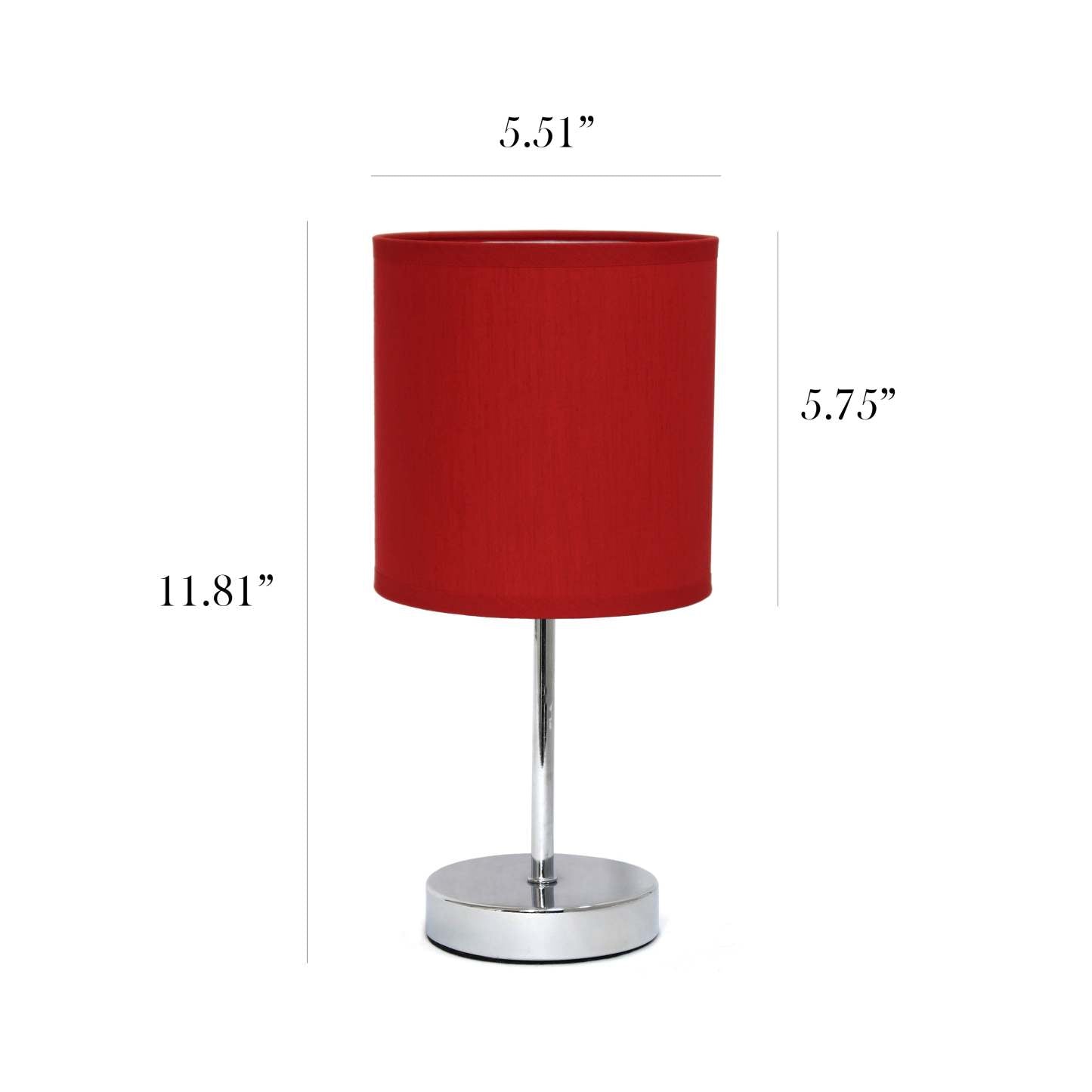 Simple Designs Chrome Mini Basic 2-piece Table Lamp Set - Rouge|Ensemble de 2 mini lampes de table de base de Simple Designs chromées - rouge