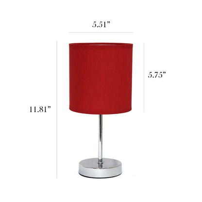 Simple Designs Chrome Mini Basic 2-piece Table Lamp Set - Rouge|Ensemble de 2 mini lampes de table de base de Simple Designs chromées - rouge