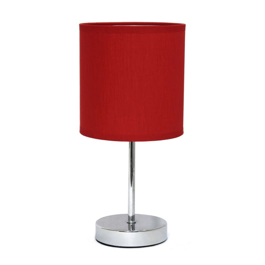 Simple Designs Chrome Mini Basic 2-piece Table Lamp Set - Rouge|Ensemble de 2 mini lampes de table de base de Simple Designs chromées - rouge