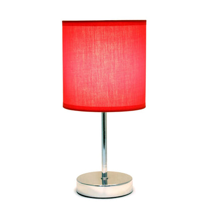 Simple Designs Chrome Mini Basic 2-piece Table Lamp Set - Rouge|Ensemble de 2 mini lampes de table de base de Simple Designs chromées - rouge