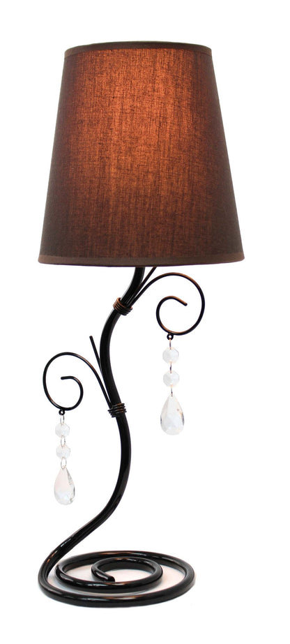 Simple Designs Twisted Vine Table Lamp avec abat-jour en tissu et cristaux suspendus|Lampe de table Simple Designs de style romantique tendance avec cristaux suspendus|D21XJPJ7