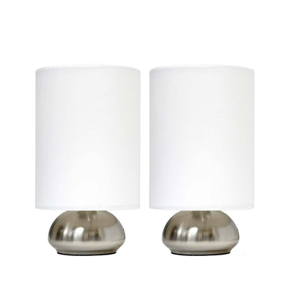 Simple Designs Gemini 2 Pack Mini Touch Lamp with Brushed Nickel Base And Ivy Fabric Shades Ensemble de lampes|Ensemble 2 mini lampes tactiles gémeaux Simple Designs avec base nickel brossé|D21F8MN0