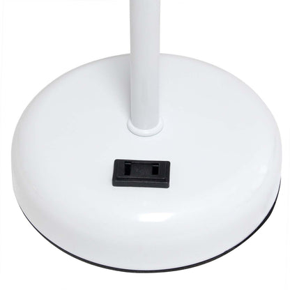 Limelights White Stick Lamp with Charging Outlet And Fabric Shade, Aqua Table Lamp|Lampe de table Limelights turquoise avec pied mince blanc et prise de recharge|D21CAP12