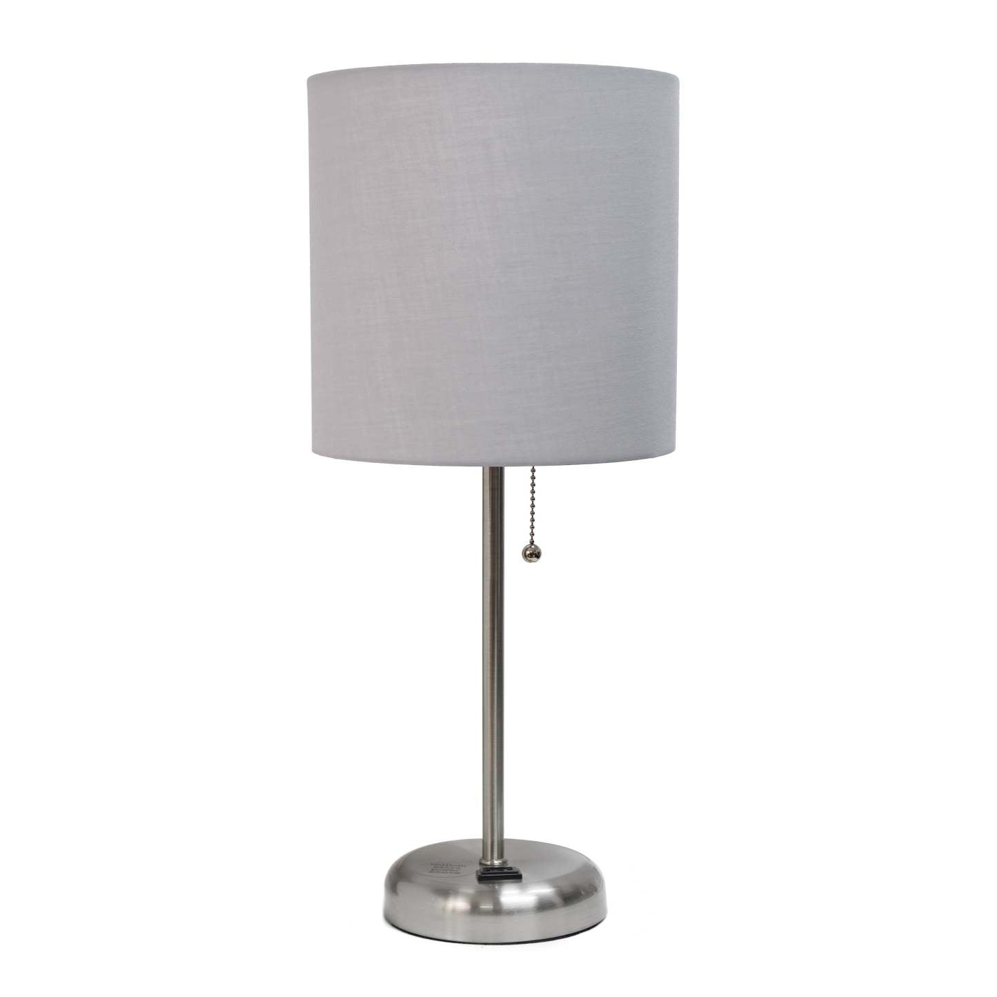 Lampe bâton Limelights avec prise de charge et abat-jour en tissu, lampe de table grise|Lampe de table Limelights grise avec pied mince et prise de recharge|D21FU1Q5