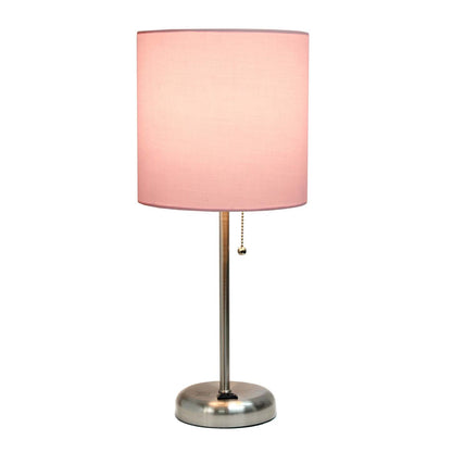 Lampe de table Limelights rose clair avec support de charge et abat-jour en tissu | D21NLEPN