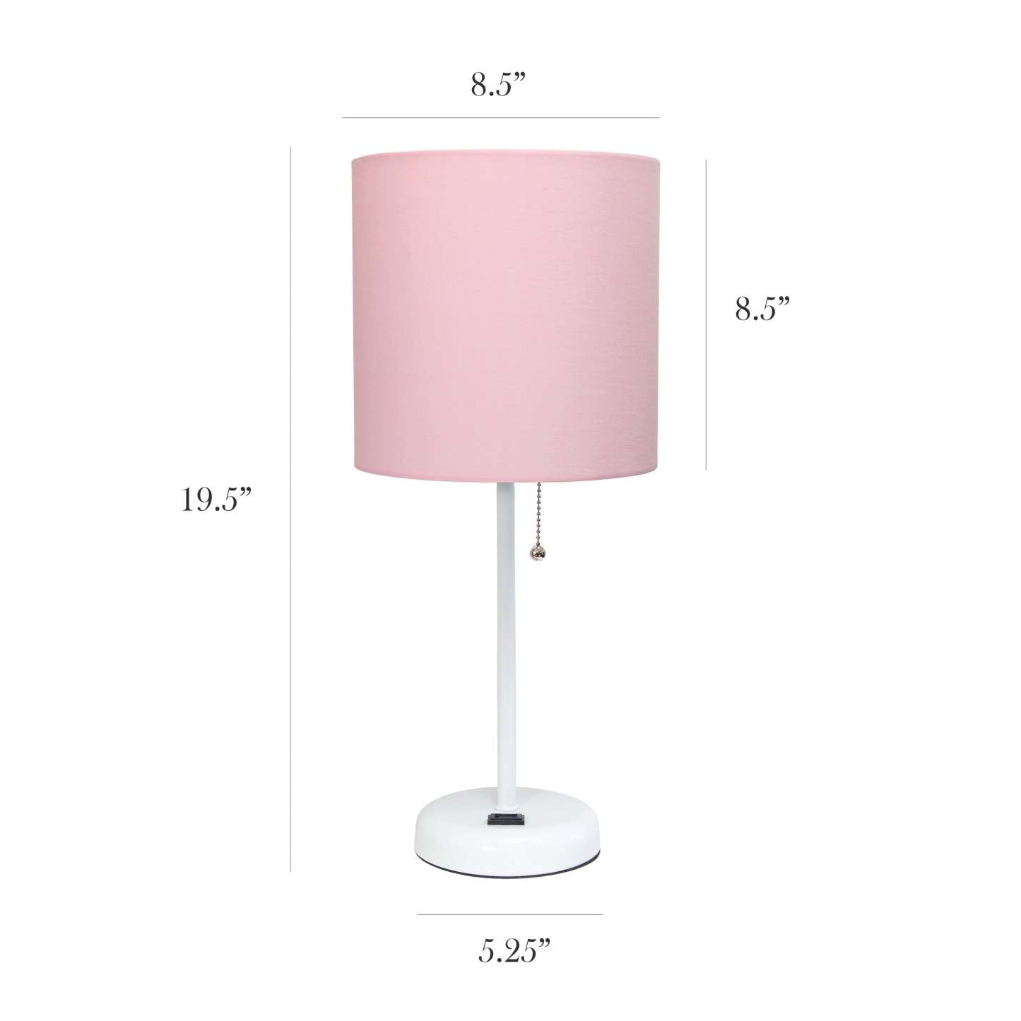 Lampe de table Limelights rose avec pied mince blanc et prise de recharge | D21OIOJ7