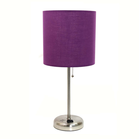 Limelights Stick Lamp with Charging Outlet And Fabric Shade Table Lamp|Lampe de table Limelights avec pied mince et prise de recharge|D2138JGE