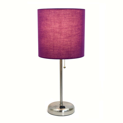 Limelights Stick Lamp with Charging Outlet And Fabric Shade Table Lamp|Lampe de table Limelights avec pied mince et prise de recharge|D2138JGE