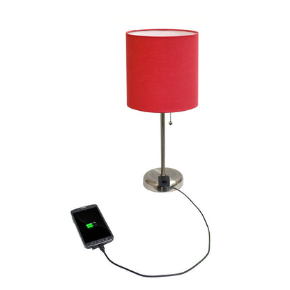 Limelights Stick Lamp with Charging Outlet And Fabric Shade Table Lamp|Lampe de table Limelights avec pied mince et prise de recharge|D217HEAD