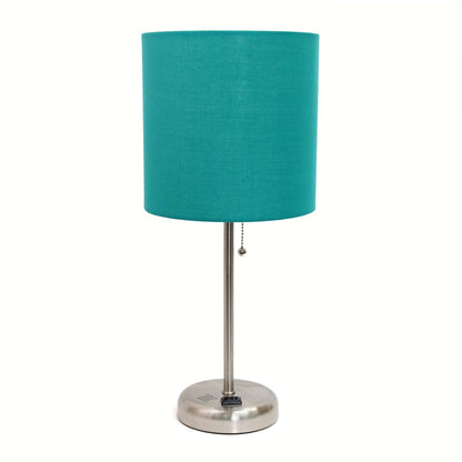 Limelights Stick Lamp with Charging Outlet And Fabric Shade Table Lamp|Lampe de table Limelights avec pied mince et prise de recharge|D219H25I