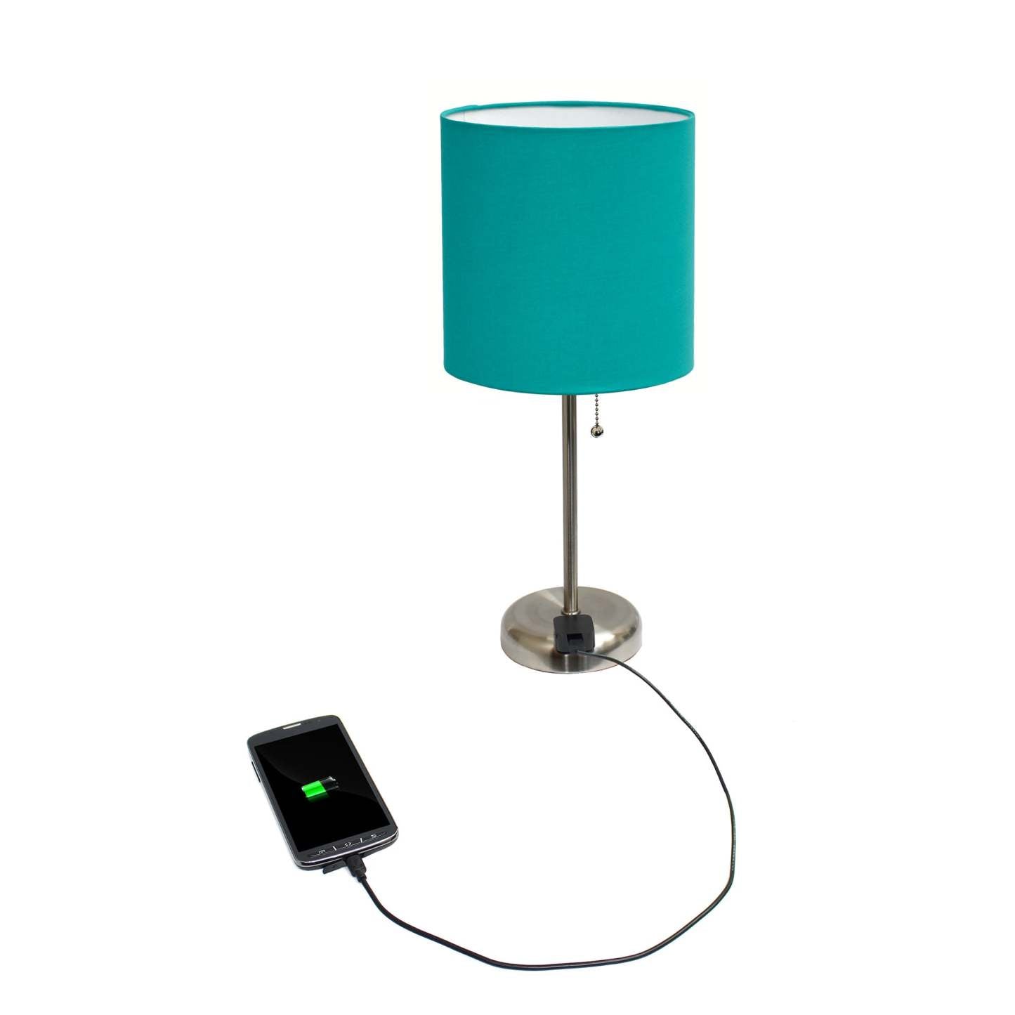 Limelights Stick Lamp with Charging Outlet And Fabric Shade Table Lamp|Lampe de table Limelights avec pied mince et prise de recharge|D219H25I