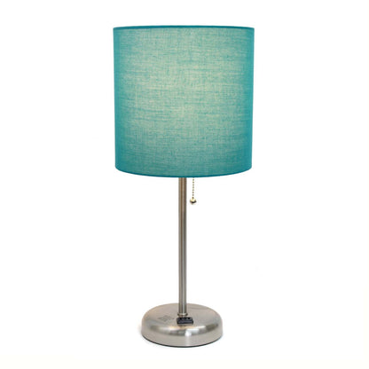 Limelights Stick Lamp with Charging Outlet And Fabric Shade Table Lamp|Lampe de table Limelights avec pied mince et prise de recharge|D219H25I