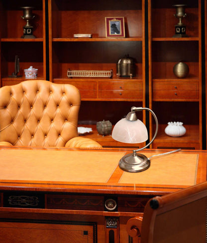 Elegant Designs Mini Modern Bankers Desk/Task Lamp with Touch Dimmer Control Base, Brushed Nickel|Mini lampe de bureau/de travail moderne type banquier Elegant Designs base à gradation tactile, nickel brossé|D21JVRNJ