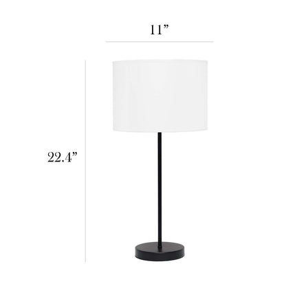 Lampe de table blanche Simple Designs avec pied mince noir | D22BWX91