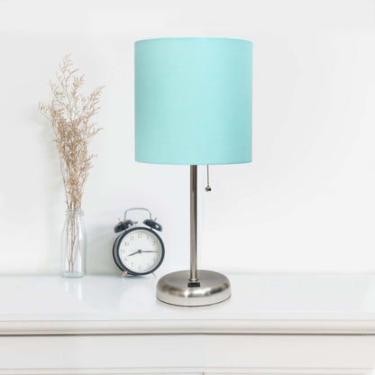Lampe de table Limelights avec port de chargement USB et abat-jour en tissu, couleur turquoise | D21Q2BXJ