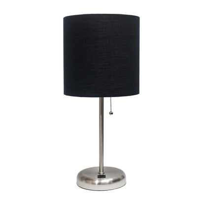 Limelights Stick Lamp with Usb Charging Port And Fabric Shade, Black  Table Lamp|Lampe de table Limelights noire avec pied mince et port de recharge USB|D21Z6B4C