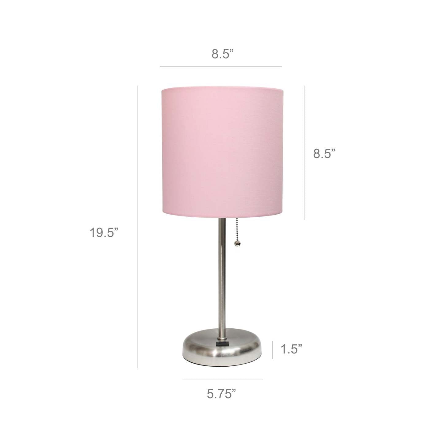 Lampe de table Limelights rose clair avec port de chargement USB et abat-jour en tissu | D21UTEYT