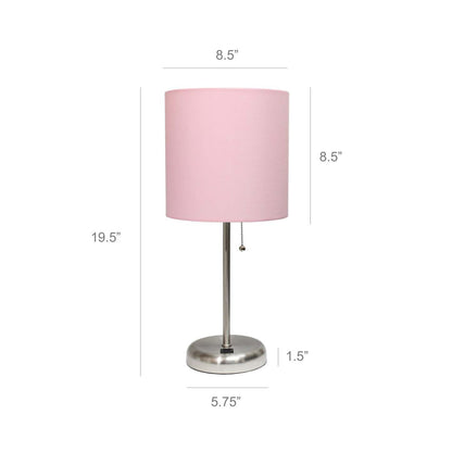 Lampe de table Limelights rose clair avec port de chargement USB et abat-jour en tissu | D21UTEYT