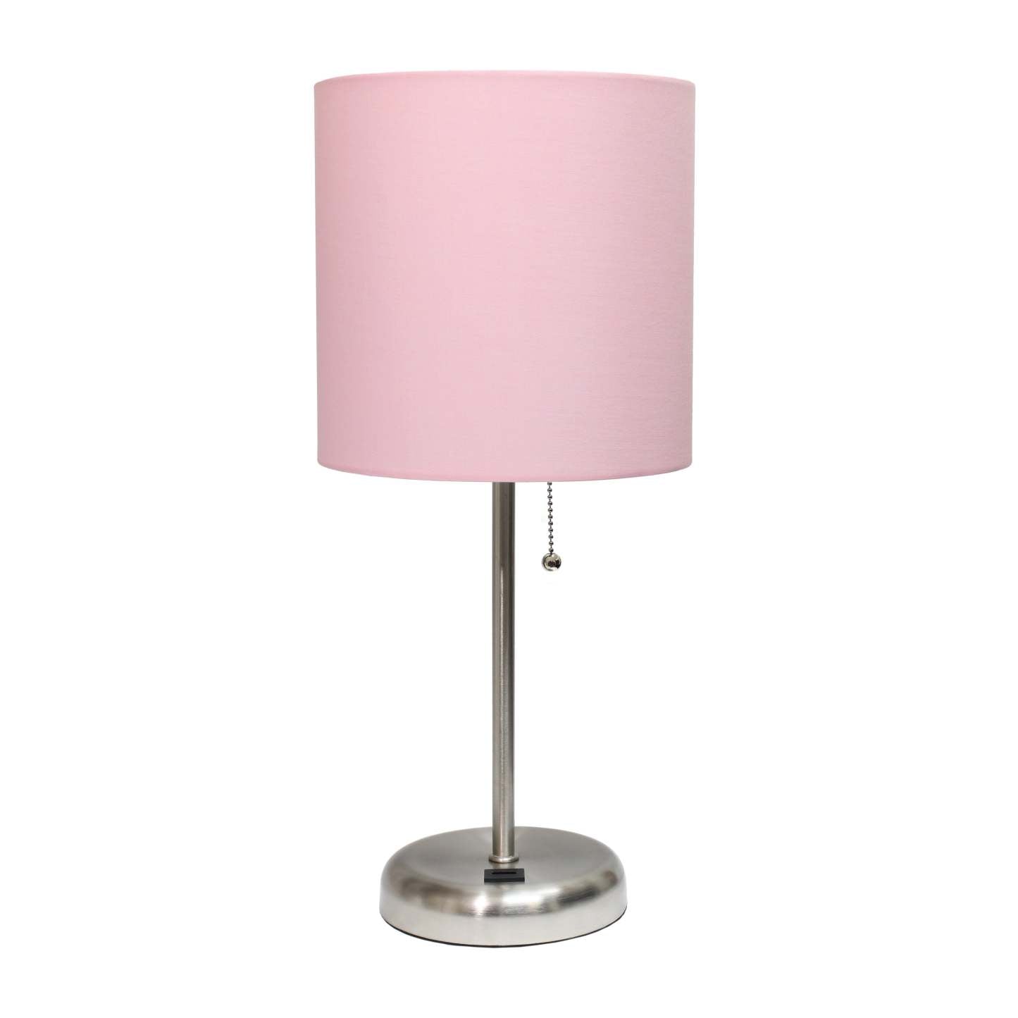 Lampe de table Limelights rose clair avec port de chargement USB et abat-jour en tissu | D21UTEYT