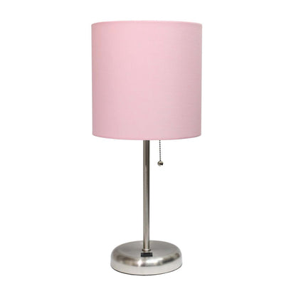 Lampe de table Limelights rose clair avec port de chargement USB et abat-jour en tissu | D21UTEYT