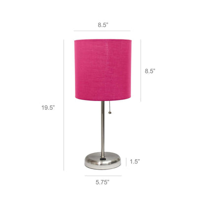 Lampe de table Limelights rose avec port de chargement USB et abat-jour en tissu | D213E3BT