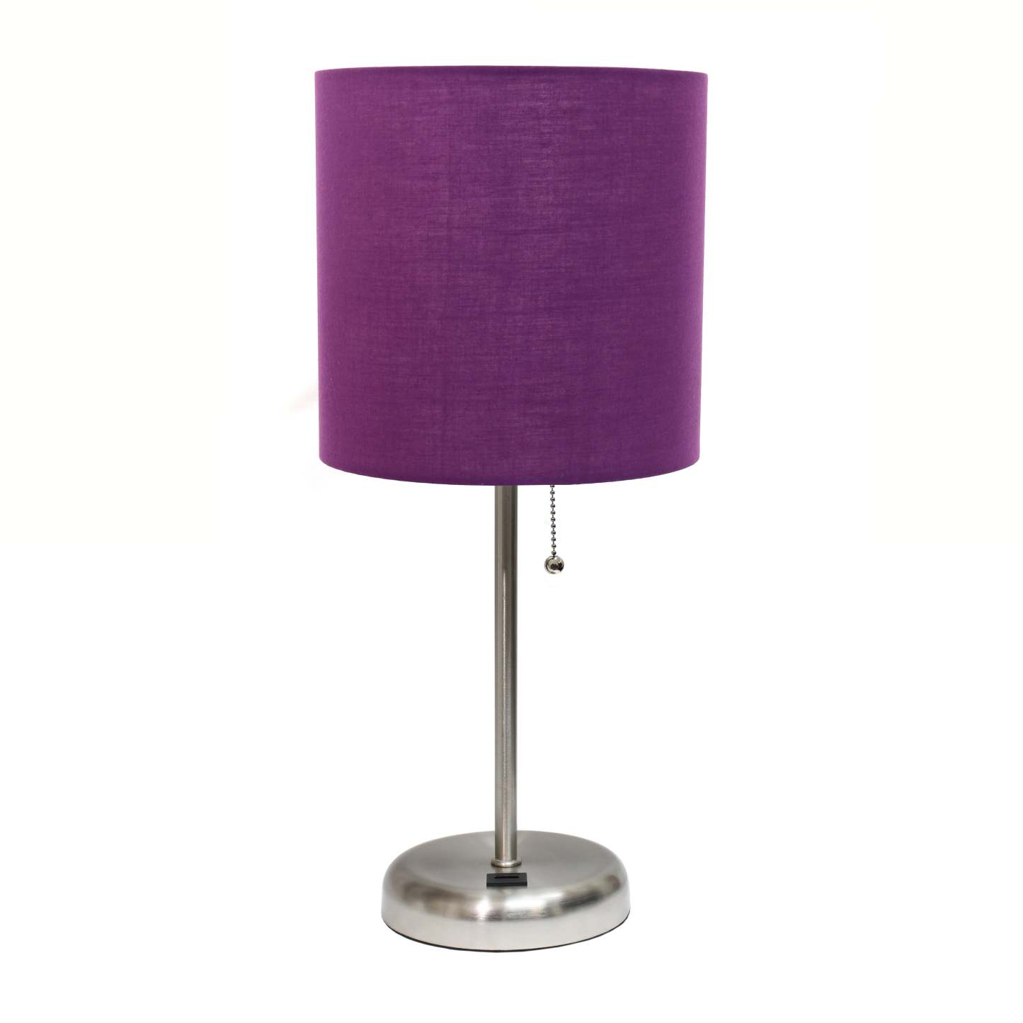 Limelights Stick Lamp with Usb Charging Port And Fabric Shade, Purple Table Lamp|Lampe de table Limelights violette avec pied mince et port de recharge USB|D21RNYZB