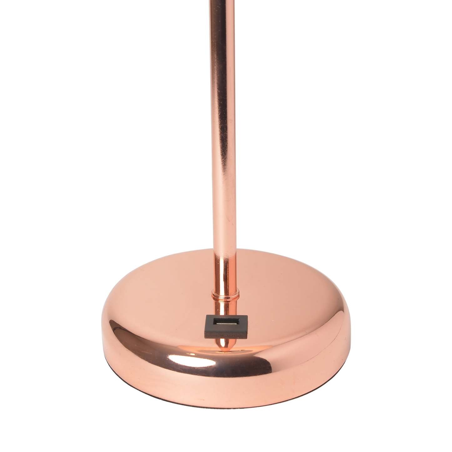 Limelights Rose Gold Stick Lamp with Usb Charging Port And Fabric Shade, White Table Lamp|Lampe de table Limelights blanche avec pied mince or rose et port de recharge USB|D21FX7PW