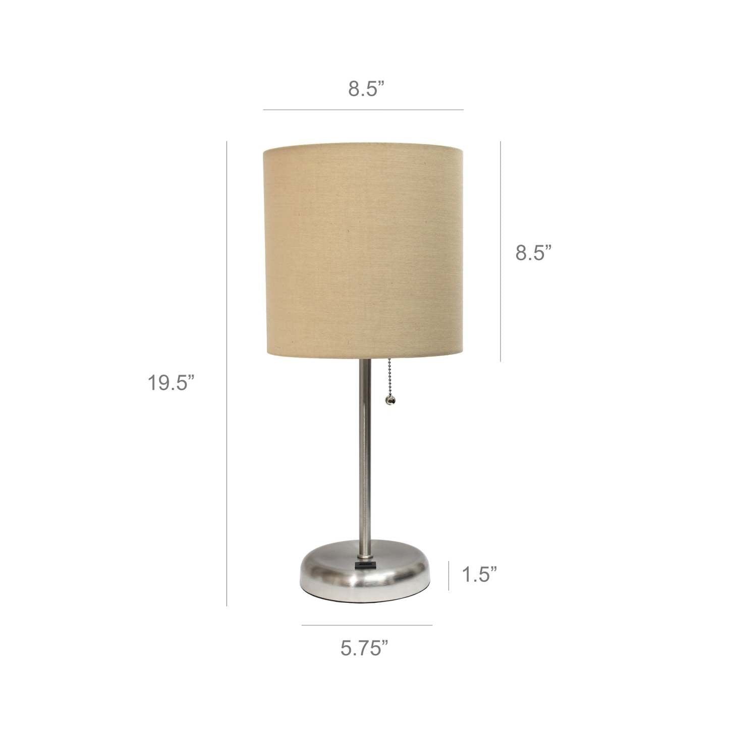 Lampe de table Limelights Stick avec port de chargement USB et abat-jour en tissu, couleur fauve | D21MY8JY