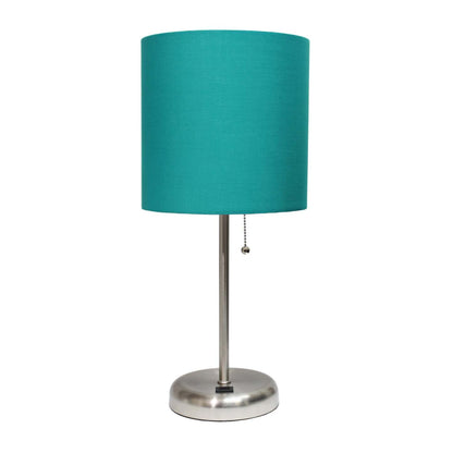 Lampe de table Limelights avec port de chargement USB et abat-jour en tissu, bleu sarcelle | D21EUVQQ
