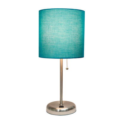 Lampe de table Limelights avec port de chargement USB et abat-jour en tissu, bleu sarcelle | D21EUVQQ