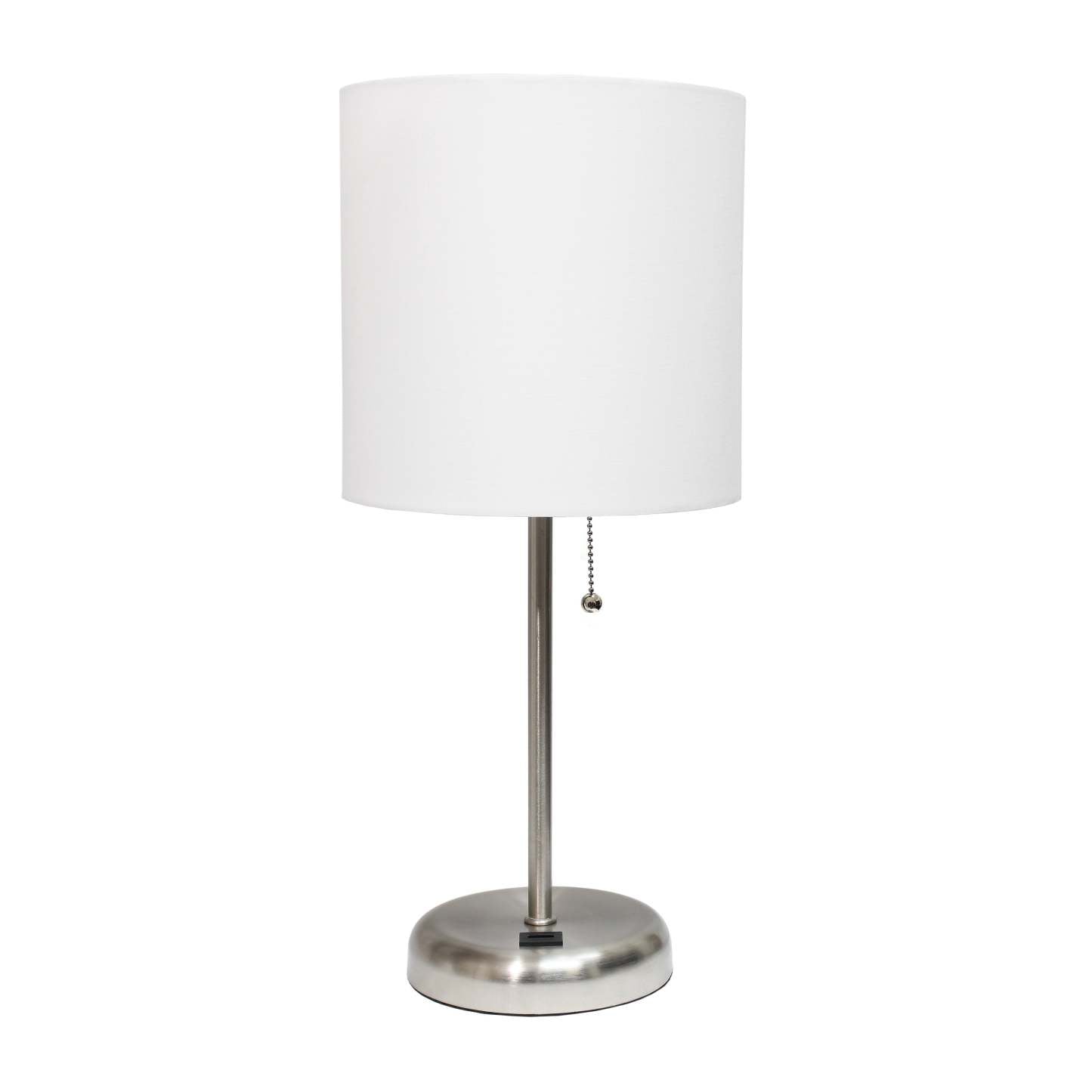 Limelights Stick Lamp with Usb Charging Port And Fabric Shade, White Table Lamp|Lampe de table Limelights blanche avec pied mince et port de recharge USB|D21Y6R3Q