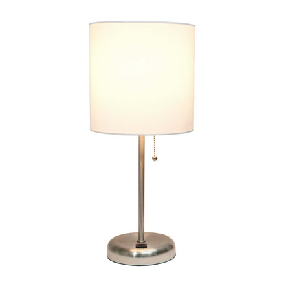 Limelights Stick Lamp with Usb Charging Port And Fabric Shade, White Table Lamp|Lampe de table Limelights blanche avec pied mince et port de recharge USB|D21Y6R3Q