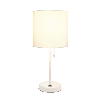 Lampe de table Limelights blanche avec pied mince et port de recharge USB | D213UBIG