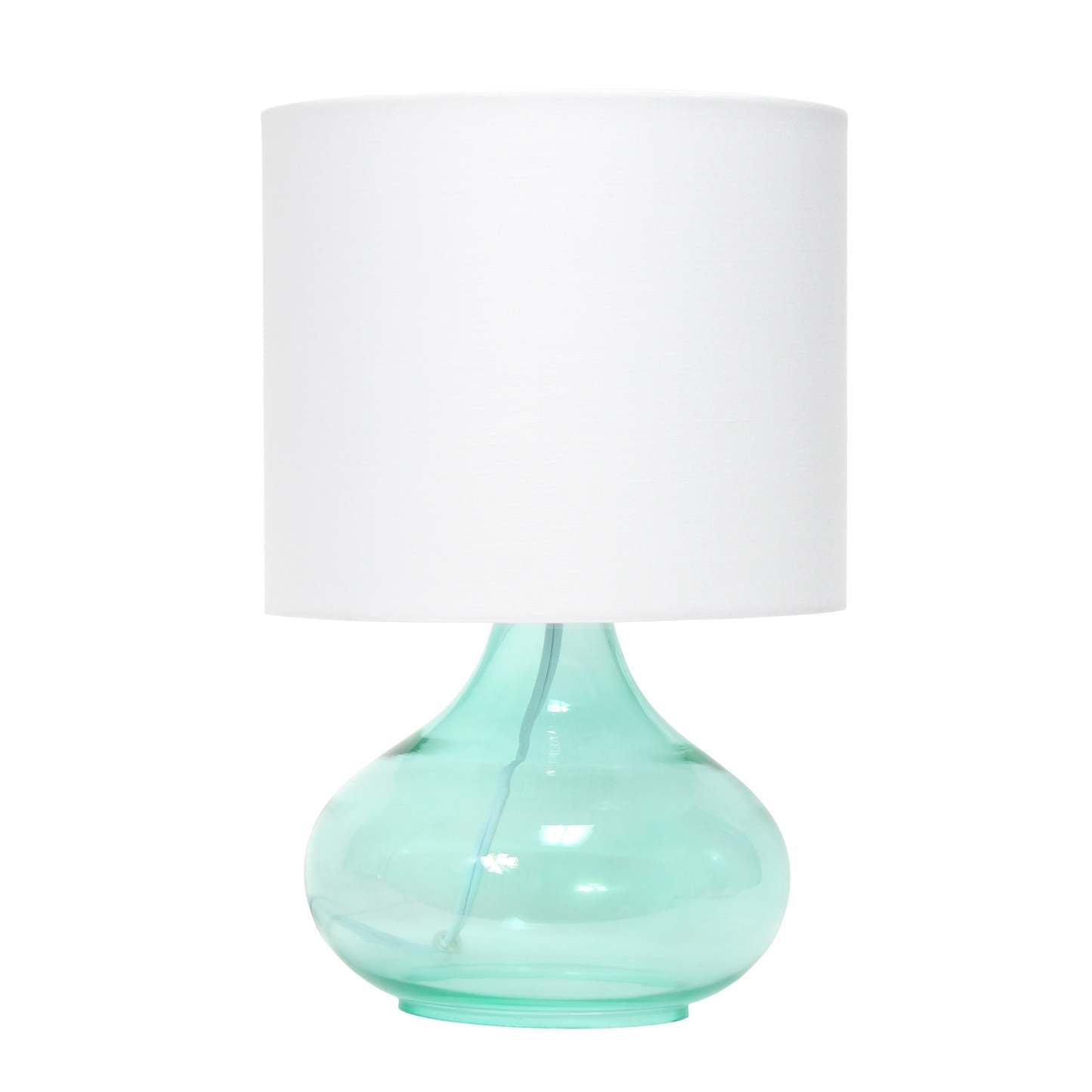 Lampe de table Simple Designs en verre à motif de goutte d'eau, turquoise avec abat-jour blanc|Simple Designs Glass Raindrop Table Lamp with Fabric Shade, Aqua with White Shade|D21MYB7K